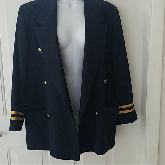Vtg Christian Dior Blazer Jacket Captain Coat Nautical Aviation Military M L - Picture 7 of 12